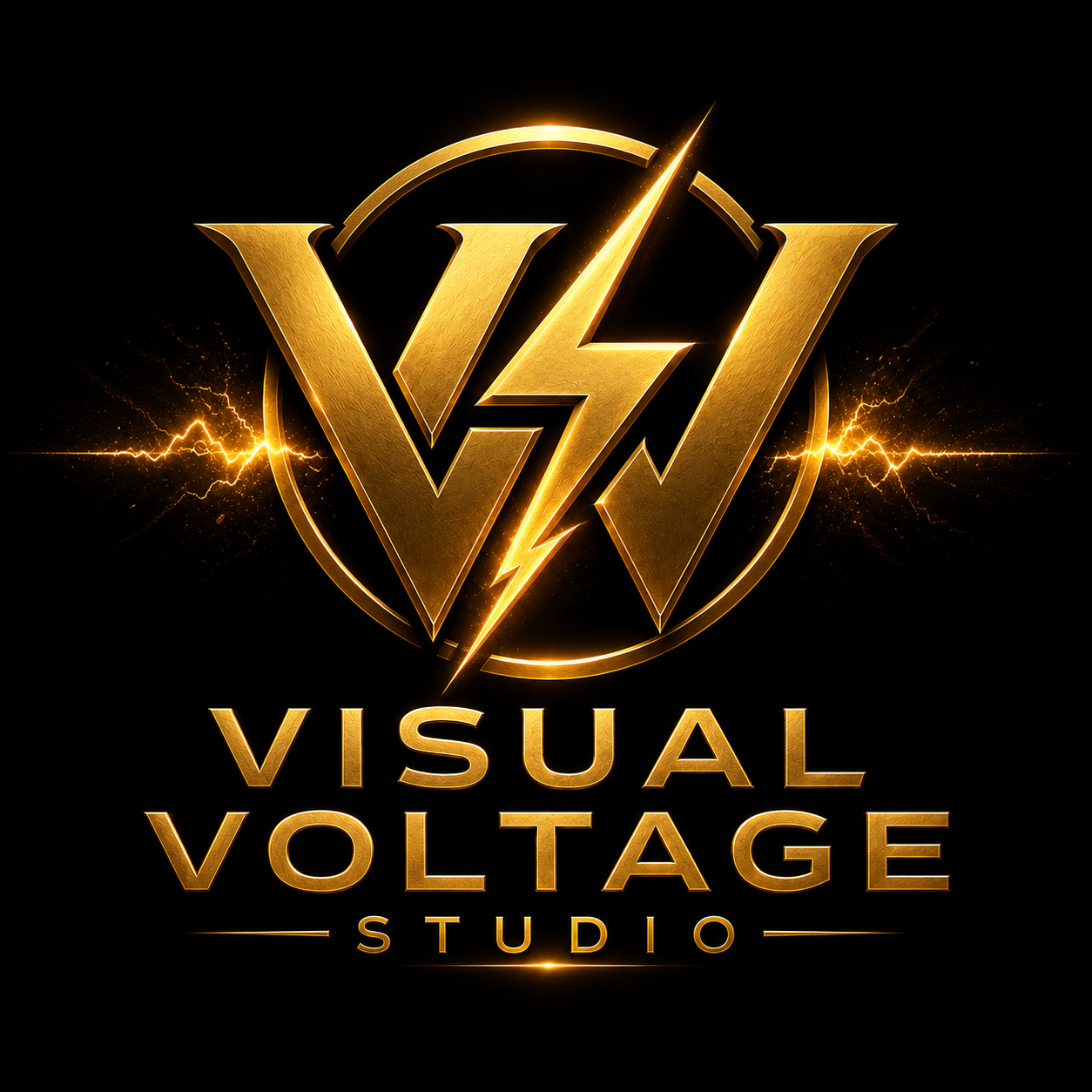 Visual Voltage Studio official gold lightning logo